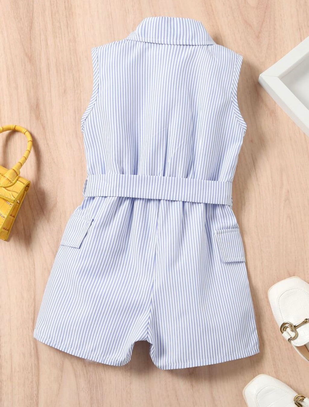 Short sleeve Jumpsuit With Bow Belt